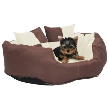 Reversible & Washable Dog Cushion Brown and Cream 65x50x20 cm