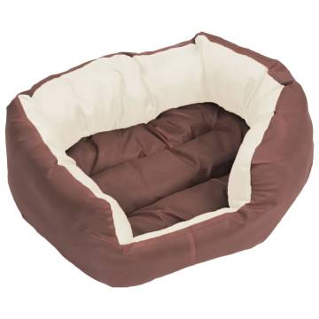 Reversible & Washable Dog Cushion Brown and Cream 65x50x20 cm