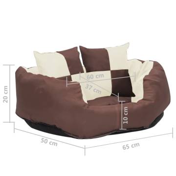 Reversible & Washable Dog Cushion Brown and Cream 65x50x20 cm