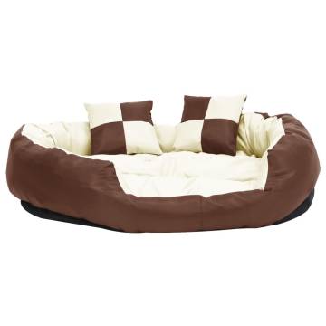 Reversible & Washable Dog Cushion Brown and Cream 110x80x23 cm