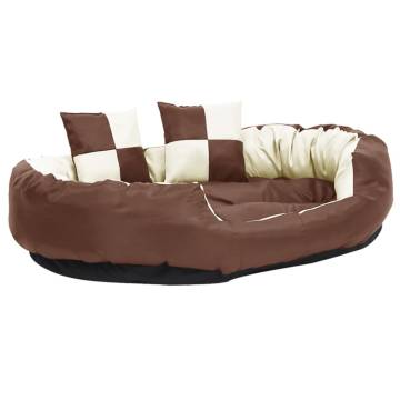 Reversible & Washable Dog Cushion Brown and Cream 110x80x23 cm