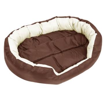 Reversible & Washable Dog Cushion Brown and Cream 110x80x23 cm