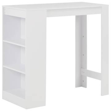 Bar Table with Shelf White 110x50x103 cm