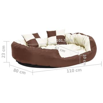 Reversible & Washable Dog Cushion Brown and Cream 110x80x23 cm