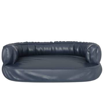 Ergonomic Foam Dog Bed Dark Blue 75x53 cm Faux Leather