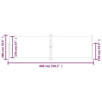 Retractable Side Awning Brown 180x600 cm