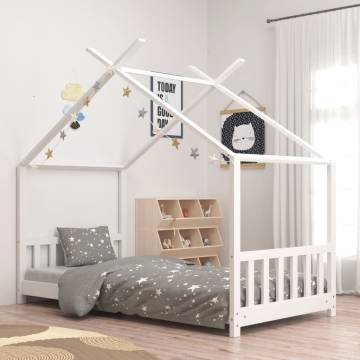 Kids Bed Frame White Solid Pine Wood 80x160 cm