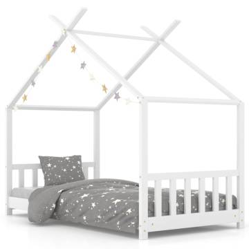 Kids Bed Frame White Solid Pine Wood 80x160 cm