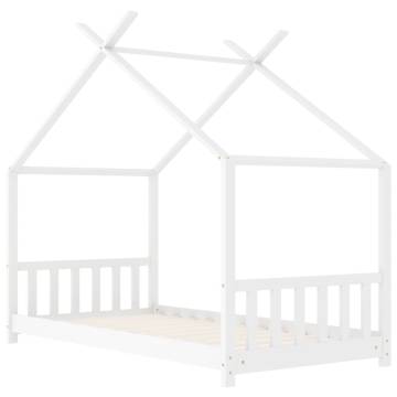 Kids Bed Frame White Solid Pine Wood 80x160 cm