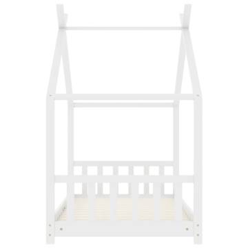 Kids Bed Frame White Solid Pine Wood 80x160 cm