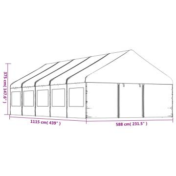 Gazebo with Roof White 11.15x5.88x3.75 m Polyethylene