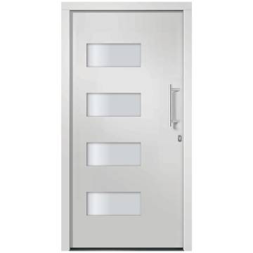 Front Door Aluminium and PVC White 100x210 cm