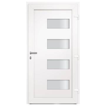 Front Door Aluminium and PVC White 100x210 cm