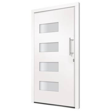 Front Door Aluminium and PVC White 100x210 cm