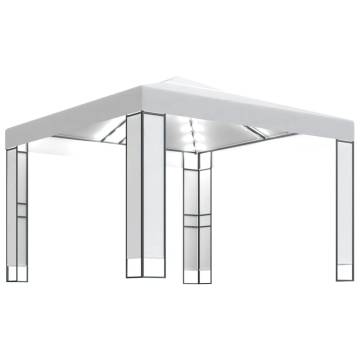 Gazebo with Double Roof&LED String Lights 3x3 m White