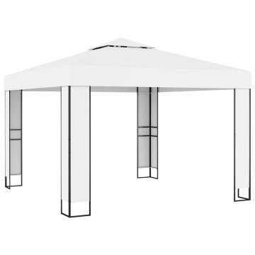 Gazebo with Double Roof&LED String Lights 3x3 m White