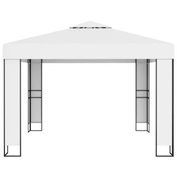 Gazebo with Double Roof&LED String Lights 3x3 m White