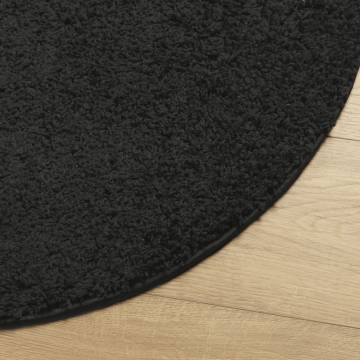 Shaggy Rug PAMPLONA High Pile Modern Black Ø 160 cm