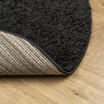 Shaggy Rug PAMPLONA High Pile Modern Black Ø 160 cm