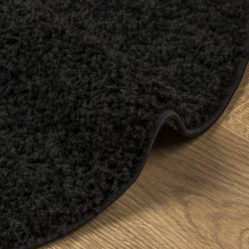 Shaggy Rug PAMPLONA High Pile Modern Black Ø 160 cm