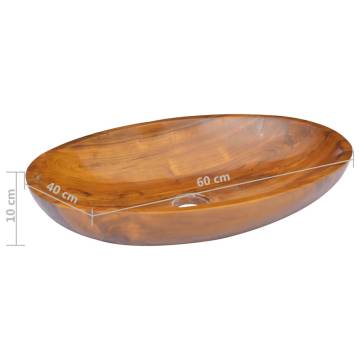 Basin Solid Teak Wood 60x40x10 cm