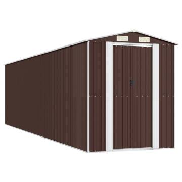 Garden Shed Dark Brown 192x772x223 cm Galvanised Steel