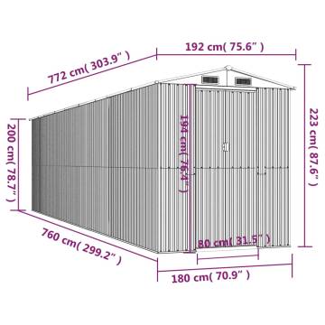 Garden Shed Dark Brown 192x772x223 cm Galvanised Steel