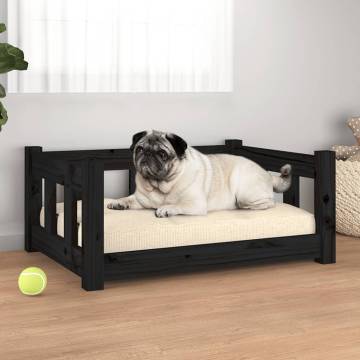 Dog Bed Black 65.5x50.5x28 cm Solid Wood Pine