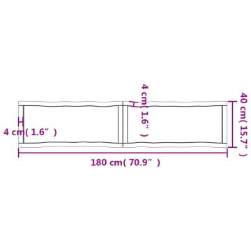 Table Top Dark Brown 180x40x(2-6) cm Treated Solid Wood Live Edge