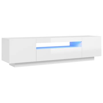 TV Cabinet with LED Lights High Gloss White 160x35x40 cm