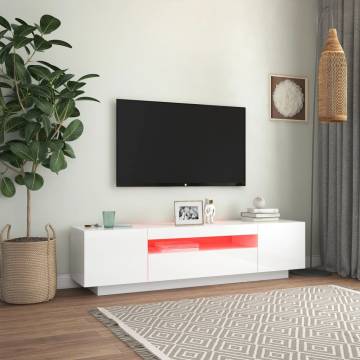 TV Cabinet with LED Lights High Gloss White 160x35x40 cm