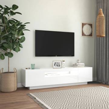 TV Cabinet with LED Lights High Gloss White 160x35x40 cm