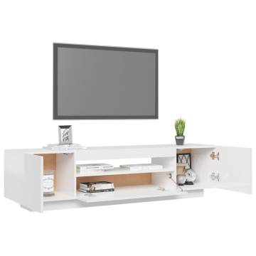 TV Cabinet with LED Lights High Gloss White 160x35x40 cm