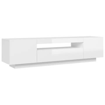 TV Cabinet with LED Lights High Gloss White 160x35x40 cm