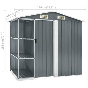 Garden Shed with Rack Grey 205x130x183 cm Iron