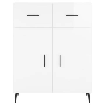 Highboard High Gloss White 69.5x34x180 cm Engineered Wood