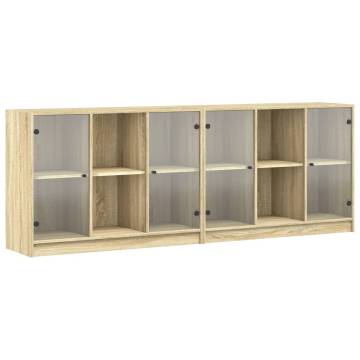 Bookcase with Doors Sonoma Oak 204x37x75 cm Engineered Wood