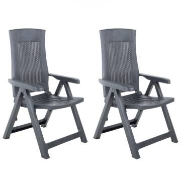 Garden Reclining Chairs 2 pcs Plastic Anthracite