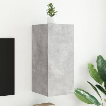 TV Wall Cabinet with LED Lights Concrete Grey 30.5x35x70 cm