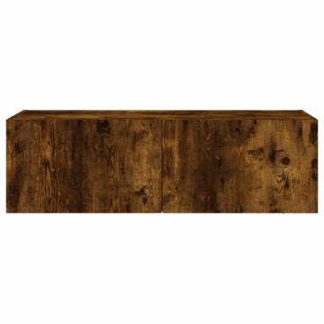 TV Wall Cabinet with LED Lights Smoked Oak 100x35x31 cm