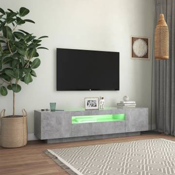 TV Cabinet with LED Lights Concrete Grey 160x35x40 cm