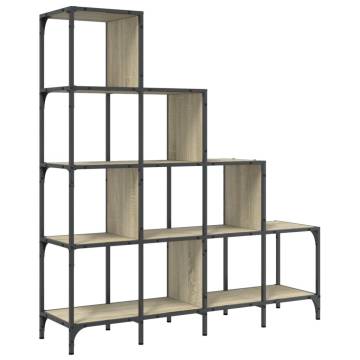 Bookcase Sonoma Oak 122x30x132 cm Engineered Wood and Metal