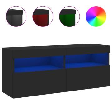 TV Wall Cabinet with LED Lights Black 100x30x40 cm