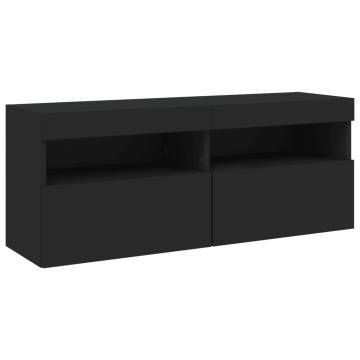 TV Wall Cabinet with LED Lights Black 100x30x40 cm