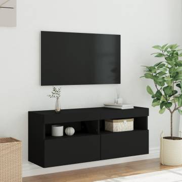 TV Wall Cabinet with LED Lights Black 100x30x40 cm