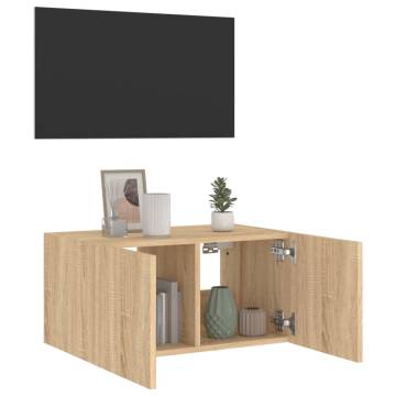 TV Wall Cabinet with LED Lights Sonoma Oak 60x35x31 cm