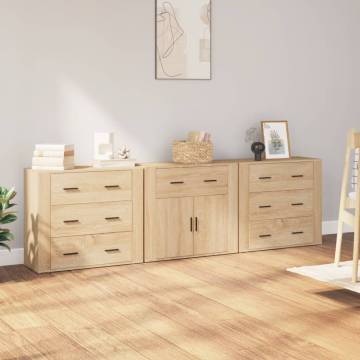 Sideboards 3 pcs Sonoma Oak Engineered Wood