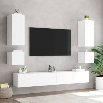 TV Wall Cabinet with LED Lights White 40.5x35x40 cm