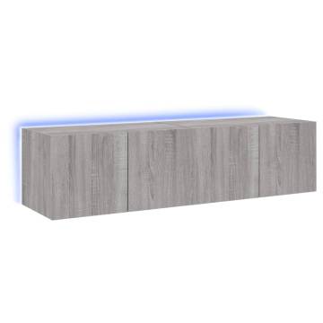 TV Wall Cabinets with LED Lights 2 pcs Grey Sonoma 60x35x31 cm