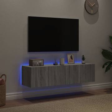 TV Wall Cabinets with LED Lights 2 pcs Grey Sonoma 60x35x31 cm